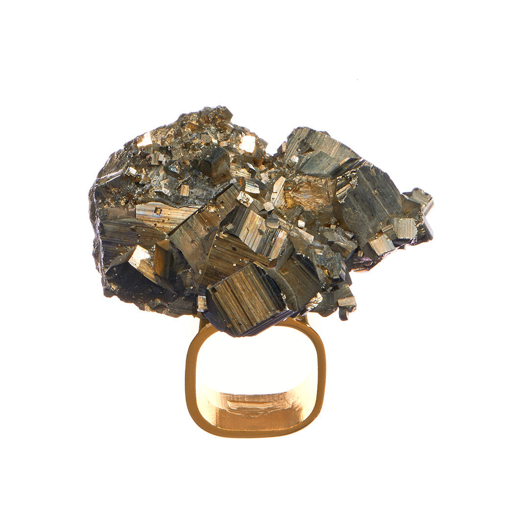 Art Ring Pyrite Crystal