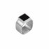 Black Tourmaline Ring by Märta Larsson in polished silver, displayed against a white background. This handcrafted silver tourmaline ring features a bold 9x9mm black tourmaline stone — a minimalist art ring perfect for modern jewelry lovers.