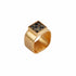 Mondrian Ring Dalmatian by Märta Larsson in gold vermeil, displayed against a white background. Square-cut dalmatian stone set in 24k gold-plated recycled silver — bold and modern designer ring.