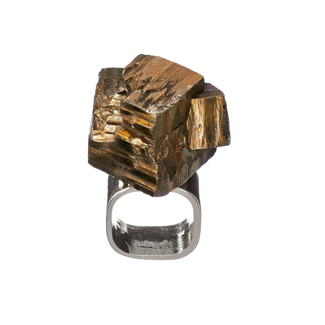 Roxx Pyrite Asymmetrical Ring Silver