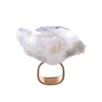  Art Ring Clear Quartz by Märta Larsson in gold vermeil with raw clear quartz crystal. Sculptural statement ring with luminous gemstone and polished gold band — handcrafted in Stockholm.
