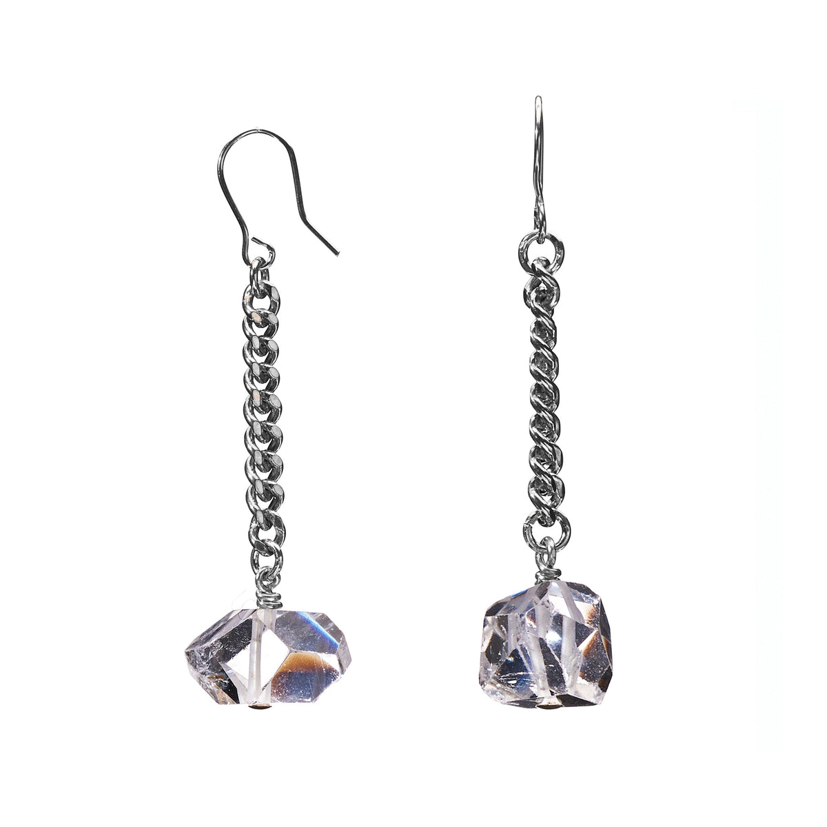 Keep Me Hanging Clear Quartz Short Earrings