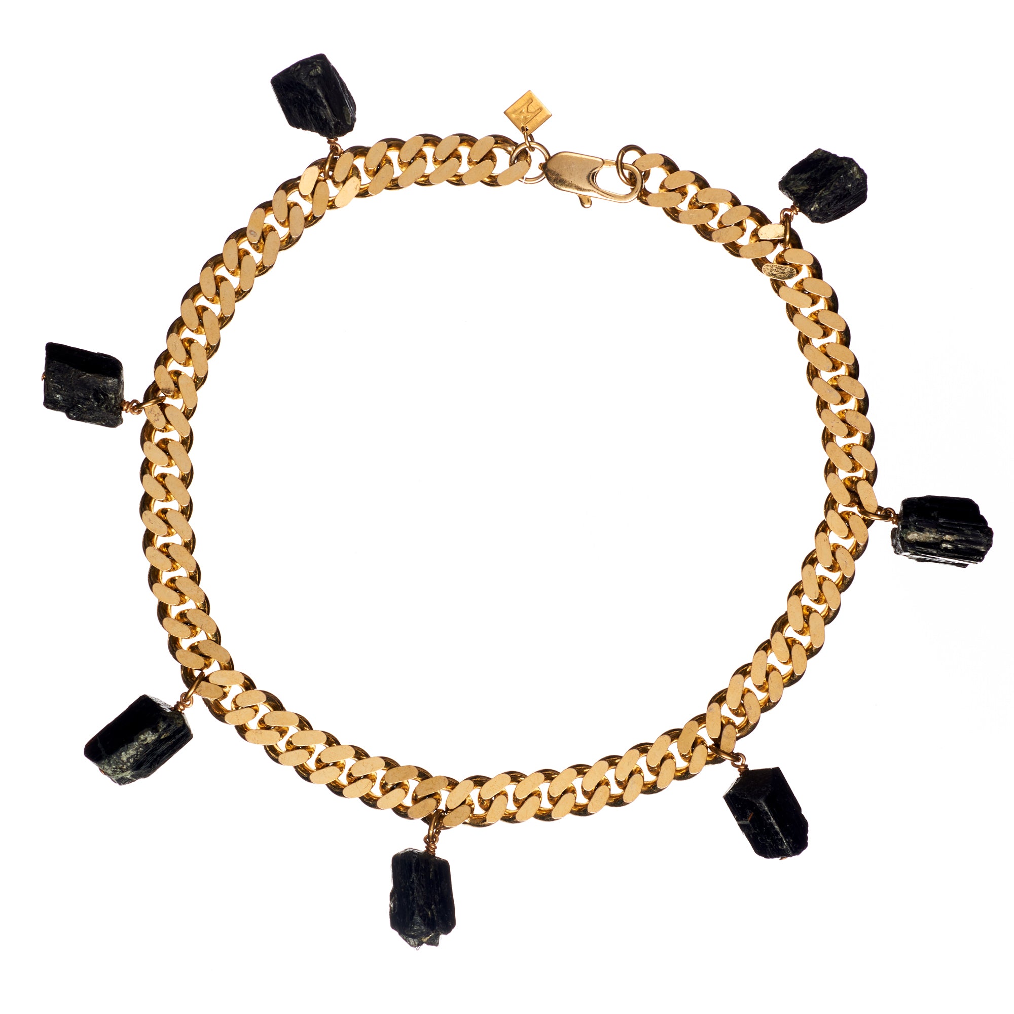 The Raw One Black Tourmaline Necklace by Märta Larsson with raw tourmaline on gold-vermeil chain for bold handcrafted style