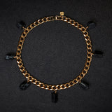 Collar Black Tourmaline Necklace by Märta Larsson in gold with rugged crystal charms, a bold natural-texture statement necklace.