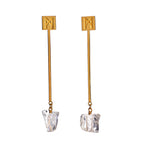 The “M” Convertible Quartz Earrings Gold
