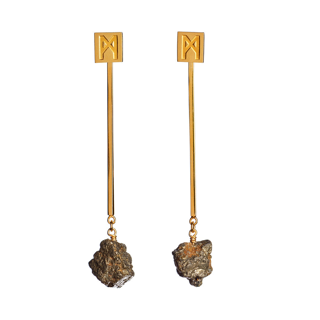 The “M” Convertible Pyrite Earrings Gold