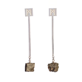 The “M” Convertible Pyrite Earrings Silver