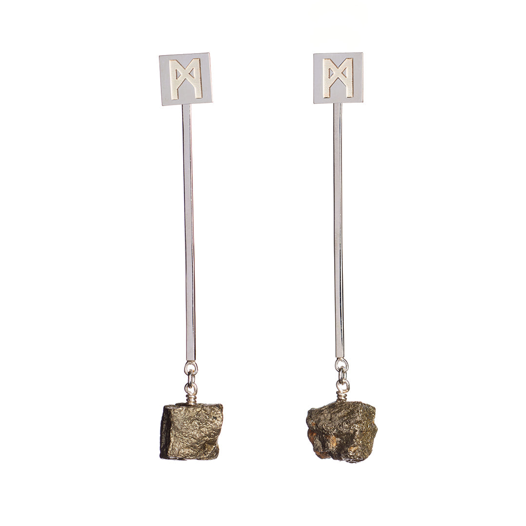 “M” Convertible Pyrite Earrings