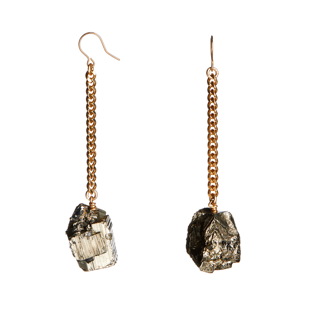 Keep Me Hanging Pyrite Crystal Earrings