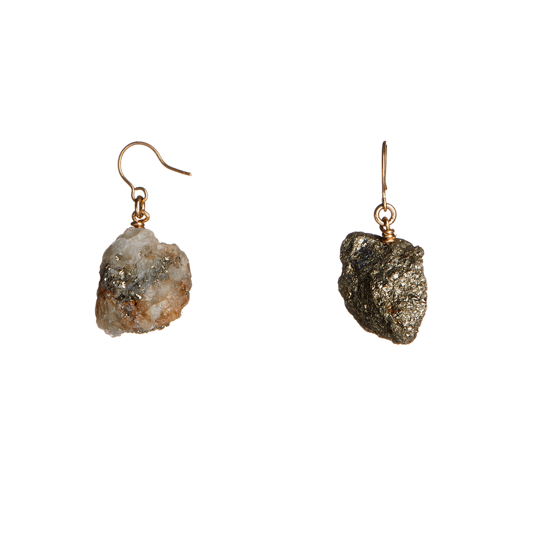Raw One Calcite Pyrite Earrings