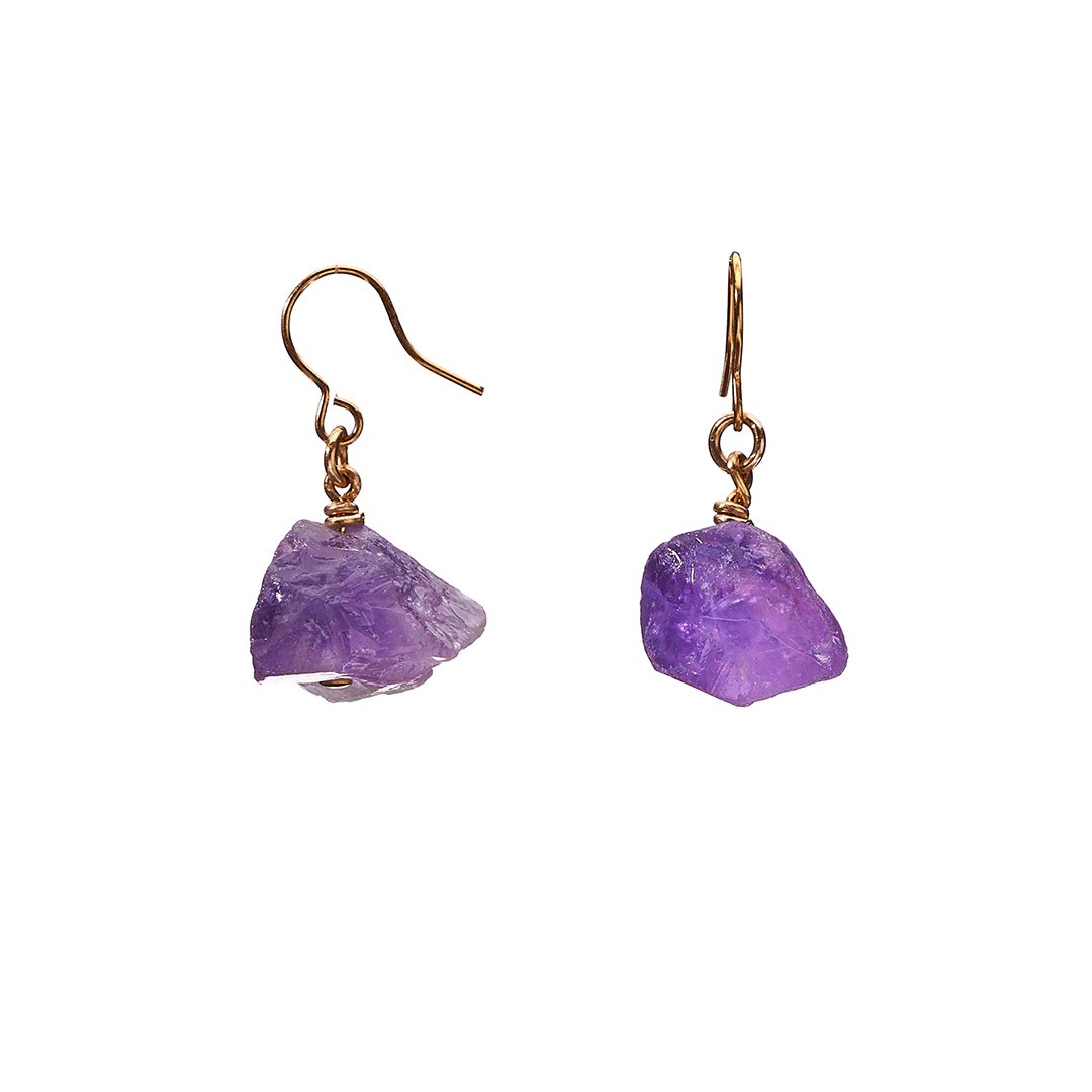 Raw One Amethyst Earrings