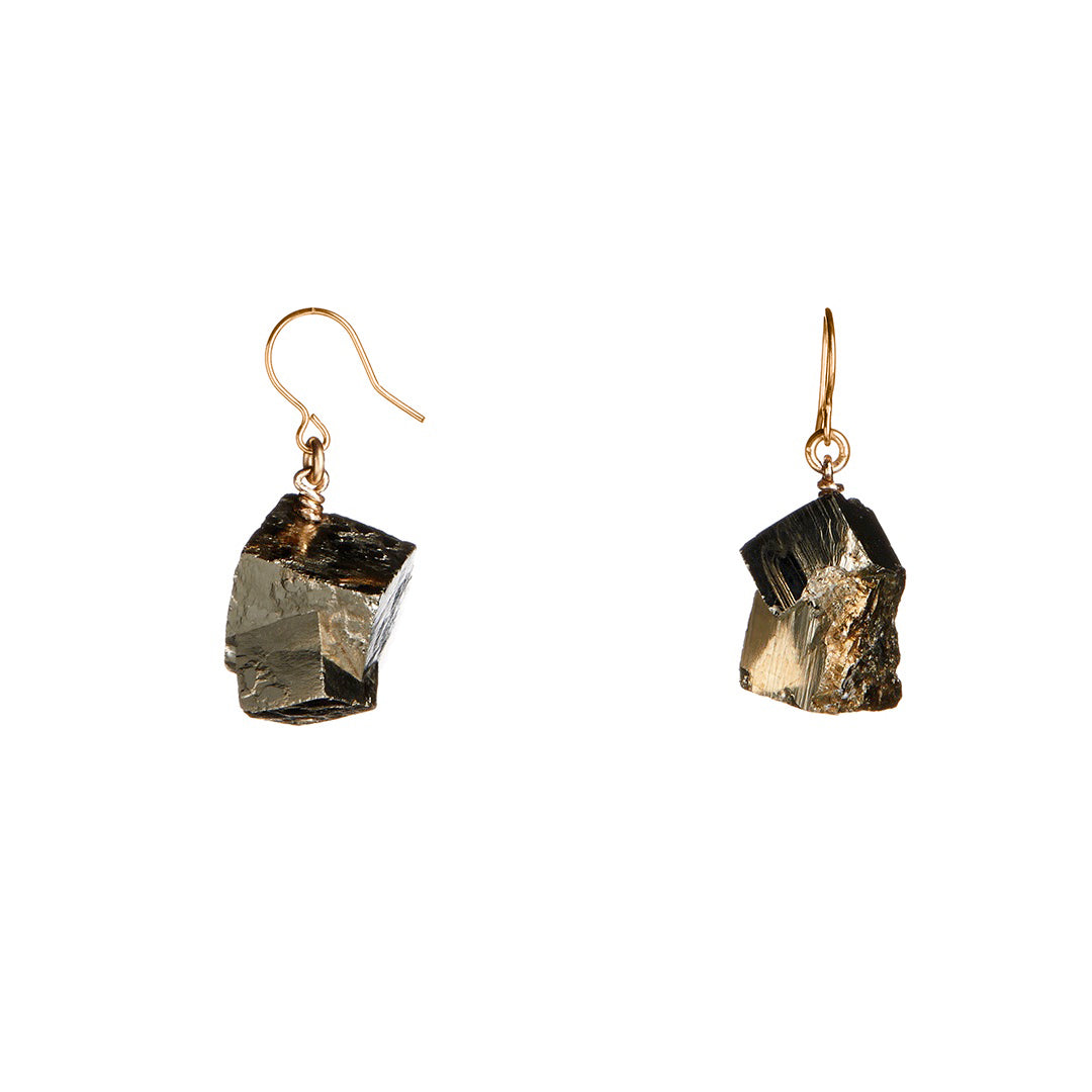 Raw One Pyrite Crystal Earrings