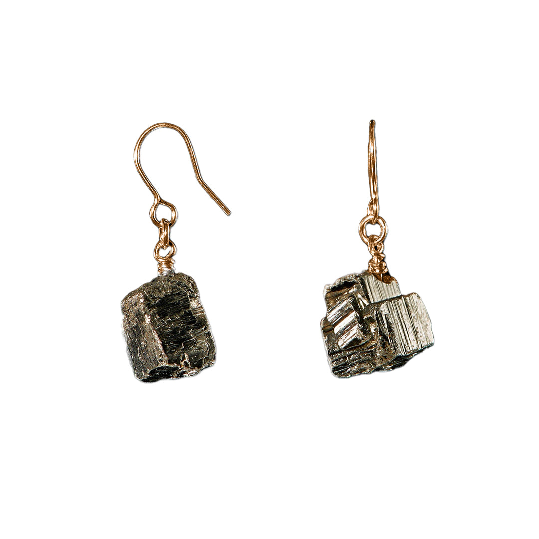 The Raw One Shiny Pyrite Earrings Gold