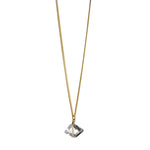 The Raw One Clear Quartz Necklace by Märta Larsson in gold with faceted quartz pendant, a geometric crystal necklace for everyday refinement.