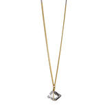 The Raw One Clear Quartz Necklace by Märta Larsson in gold with faceted quartz pendant, a geometric crystal necklace for everyday refinement.