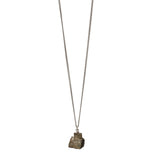 The Raw One Pyrite Necklace by Märta Larsson with rugged raw pyrite pendant on a fine metallic chain, a geometric statement for everyday edge.