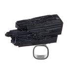 Art Ring Black Tourmaline Crystal Silver