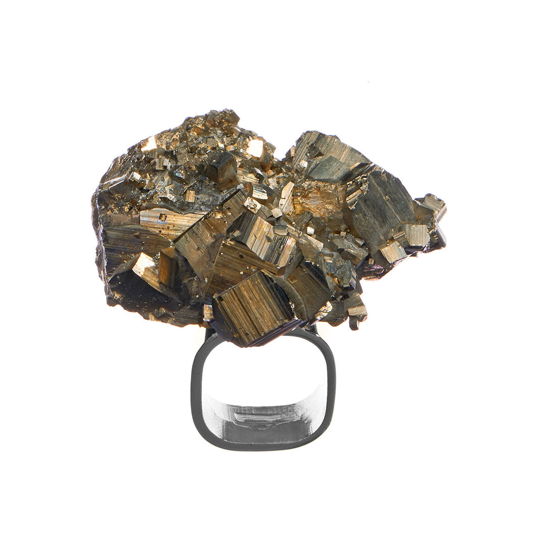 Art Ring Pyrite Crystal Silver