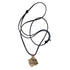 Bondage Pyrite Silver Pendant Necklace by Märta Larsson featuring a raw pyrite crystal wrapped in silver wire on an adjustable leather cord.