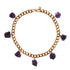 Collar Amethyst Necklace by Märta Larsson featuring seven raw purple amethyst stones on a gold-plated collar chain, bold and sculptural.