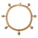 Collar Dalmatian Necklace by Märta Larsson featuring seven raw spotted stone charms on a gold-plated collar chain — bold, modern, handcrafted.