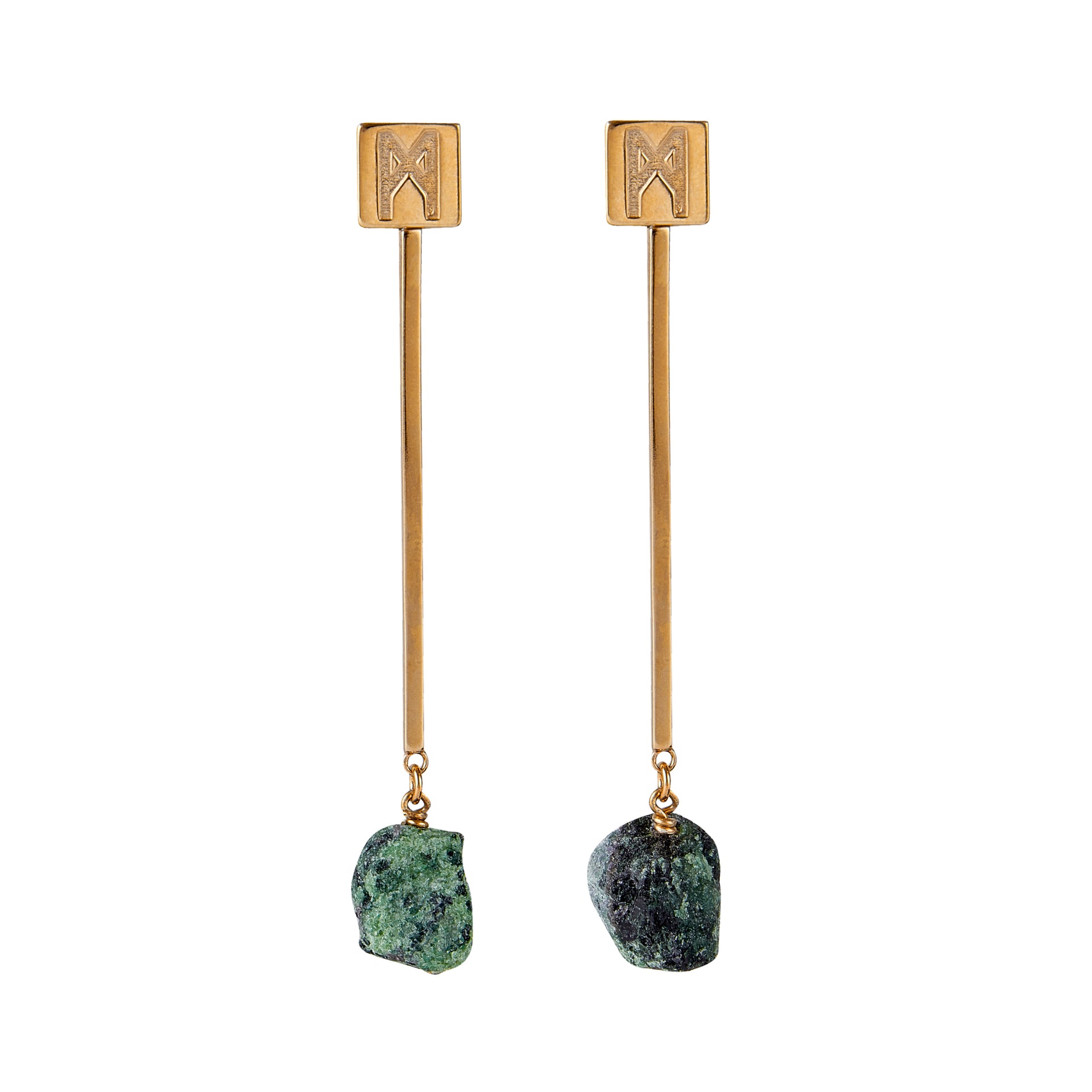 “M” Convertible Ruby Zoisite Earrings
