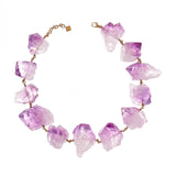Not a Pearl Necklace XL Amethyst by Märta Larsson featuring large raw amethyst dogtooth crystals linked with 14k rolled gold, bold and handcrafted.