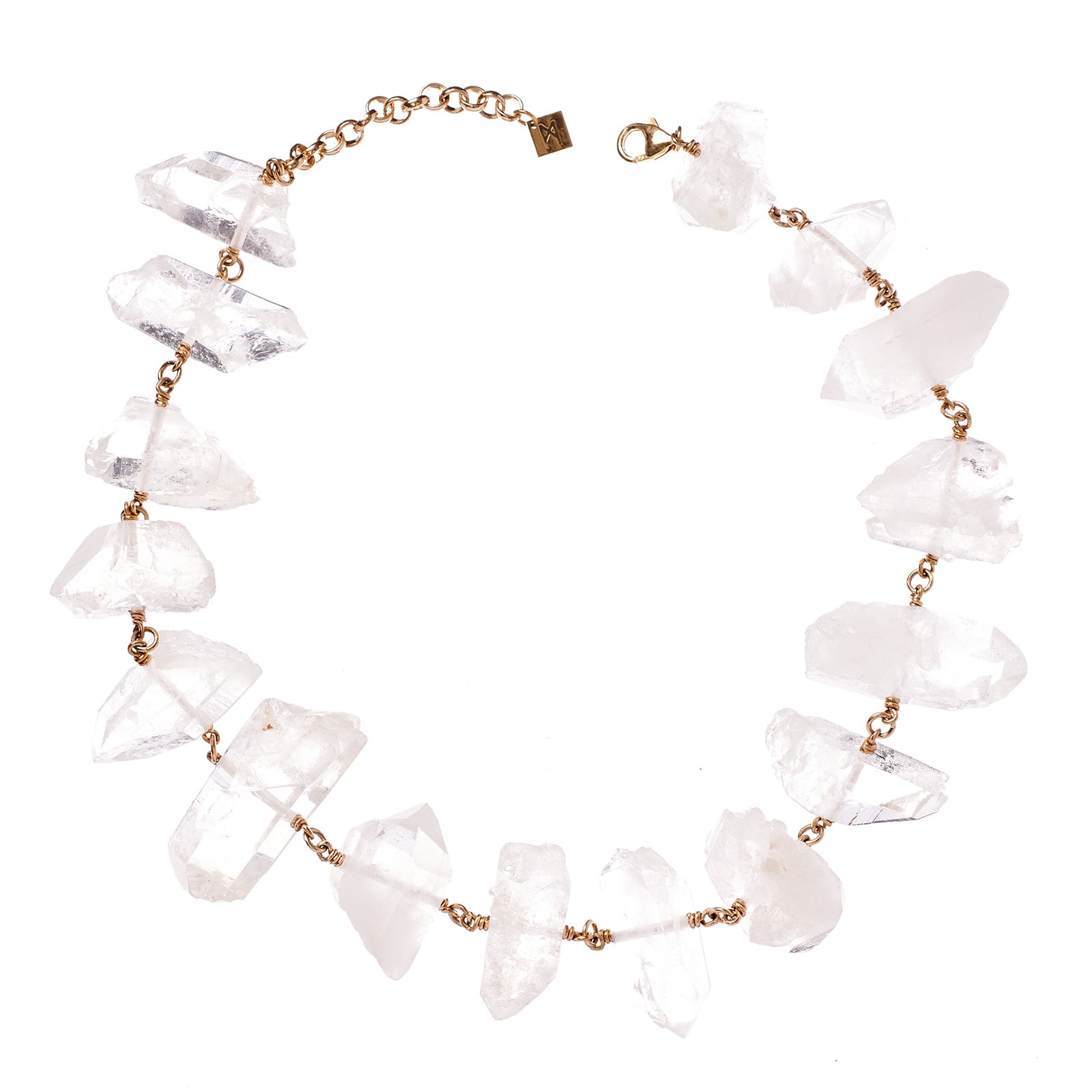 Not a Pearl Necklace Rough Quartz Point by Märta Larsson featuring chunky raw quartz points linked with 14k rolled gold, bold and handcrafted.