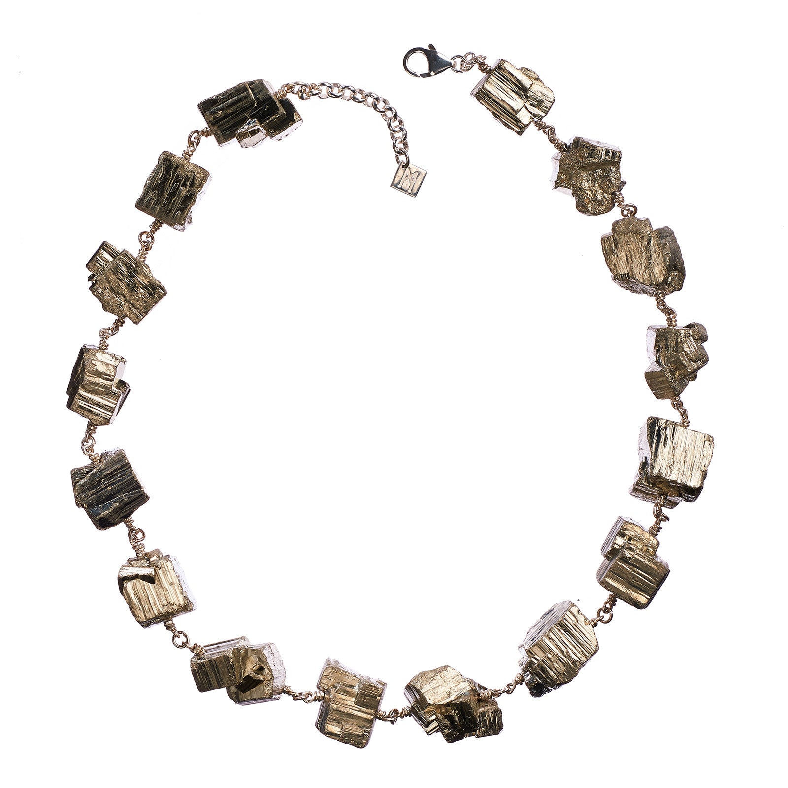 Not a Pearl Necklace Shiny Pyrite by Märta Larsson featuring chunky metallic pyrite stones linked with recycled silver, bold and handcrafted.