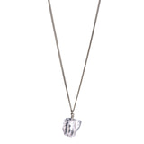 The Raw One Rough Quartz Necklace by Märta Larsson with translucent raw crystal on a fine metallic chain, a minimalist necklace for everyday clarity.