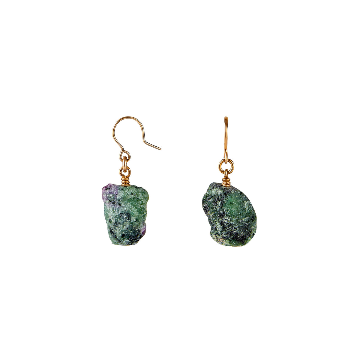 Raw One Earrings Ruby Zoisite