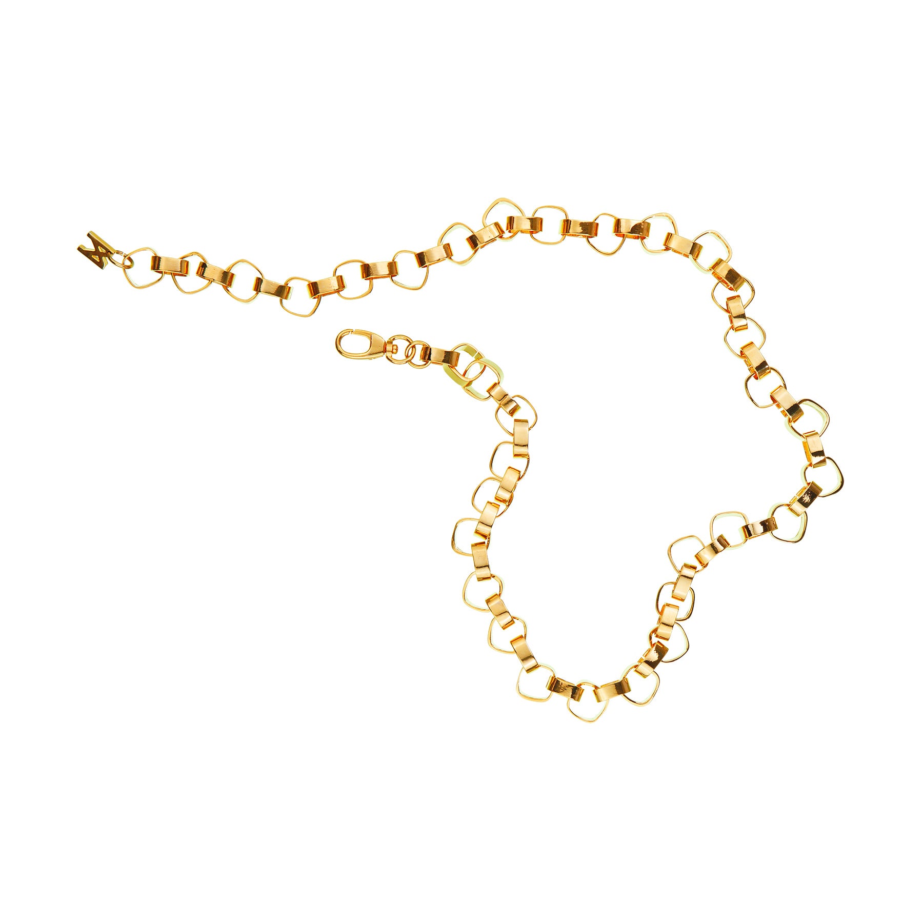 Gold Chain Belt & Necklace by Märta Larsson with polished square-link design. Adjustable gold chain belt that converts to necklace — handcrafted in the UK.
