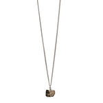 The Raw One Shiny Pyrite Necklace by Märta Larsson featuring a polished pyrite crystal on a gold-vermeil chain, a minimalist handcrafted piece with crisp metallic sheen.